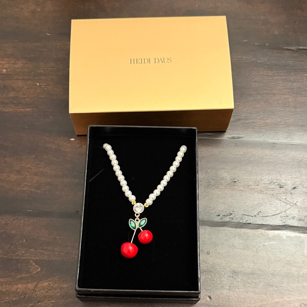 Heidi Daus Red Cherry Pearl Necklace
